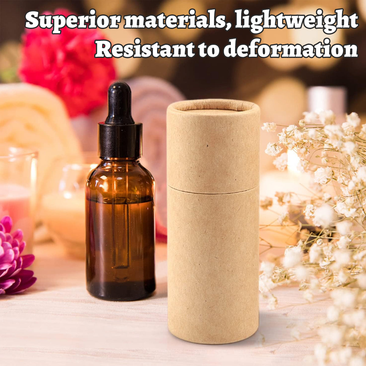 20PCS Kraft Paper Storage Tubes with Lid for Tea Essential Oil Packaging