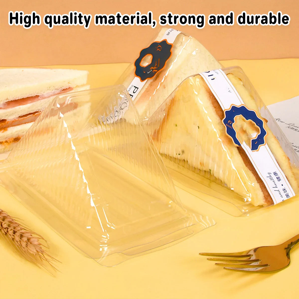 100pcs Transparent Triangle Plastic Sandwich Boxes