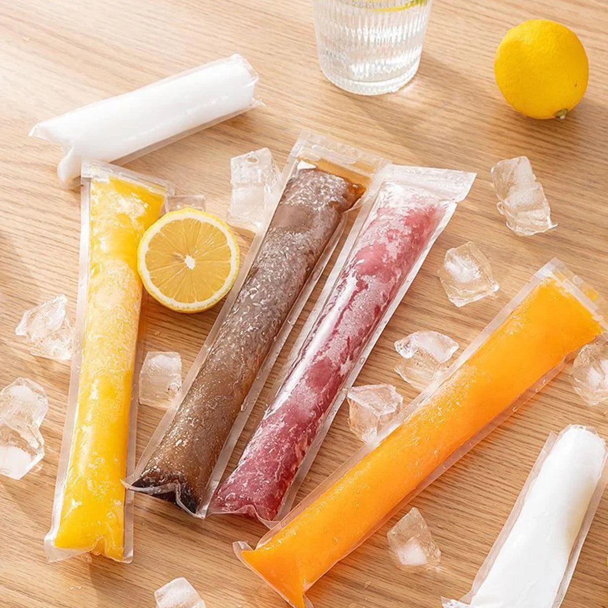 Disposable Ice Popsicle Bags Clear Plastic 100PCS