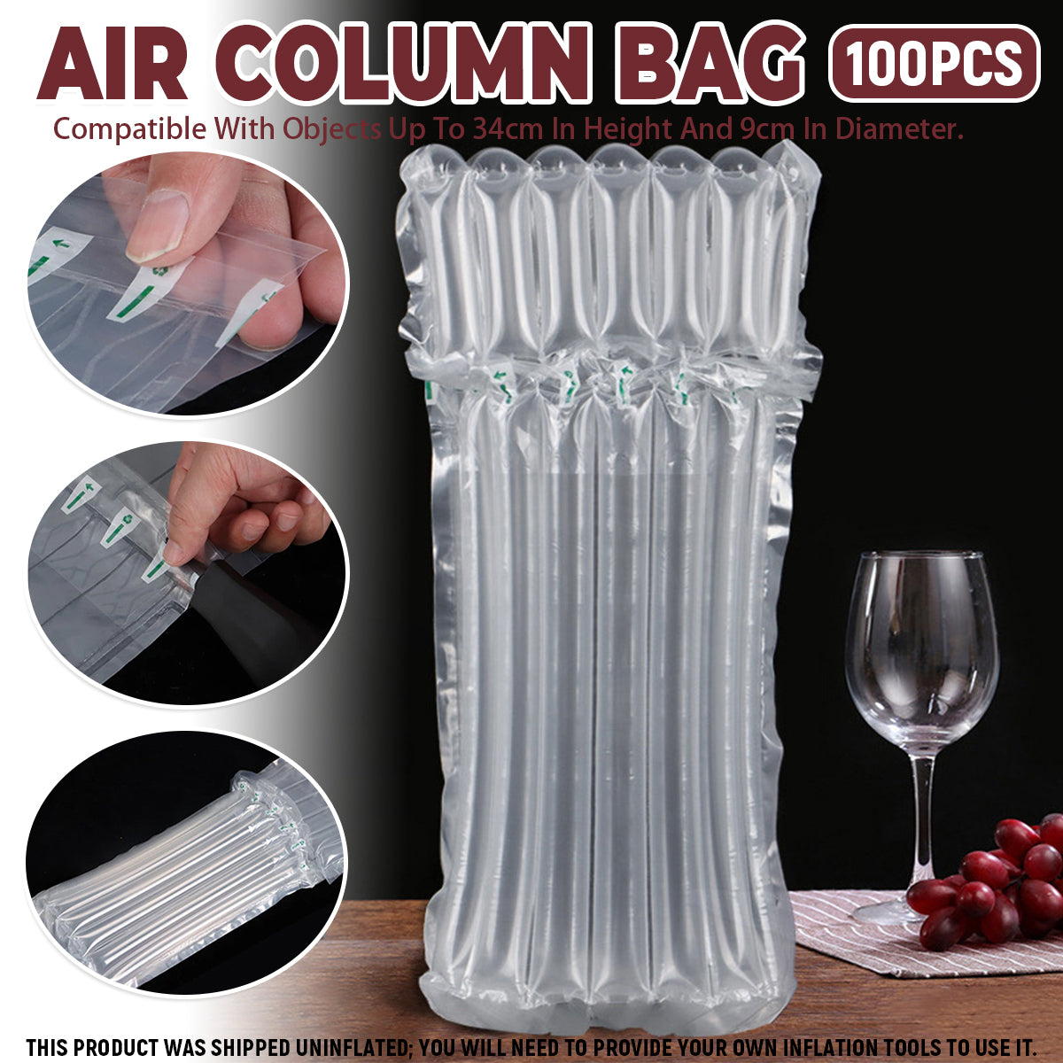 Air Column Bag Inflatable Cushion Void Fill Packaging 100PCS