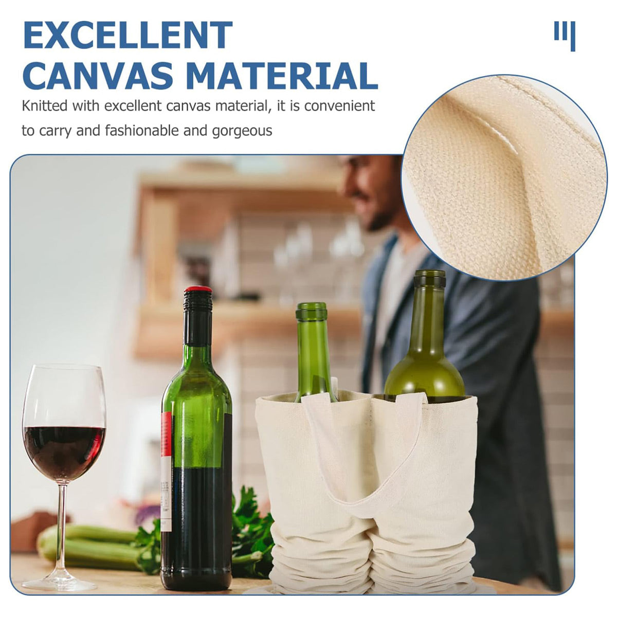 10PCS Double Wine Bottle Canvas Gift Bags with Handles Reusable