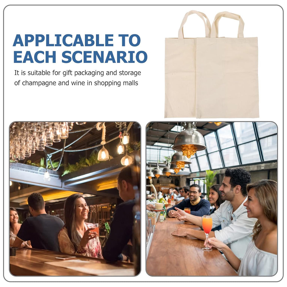 10PCS Double Wine Bottle Canvas Gift Bags with Handles Reusable