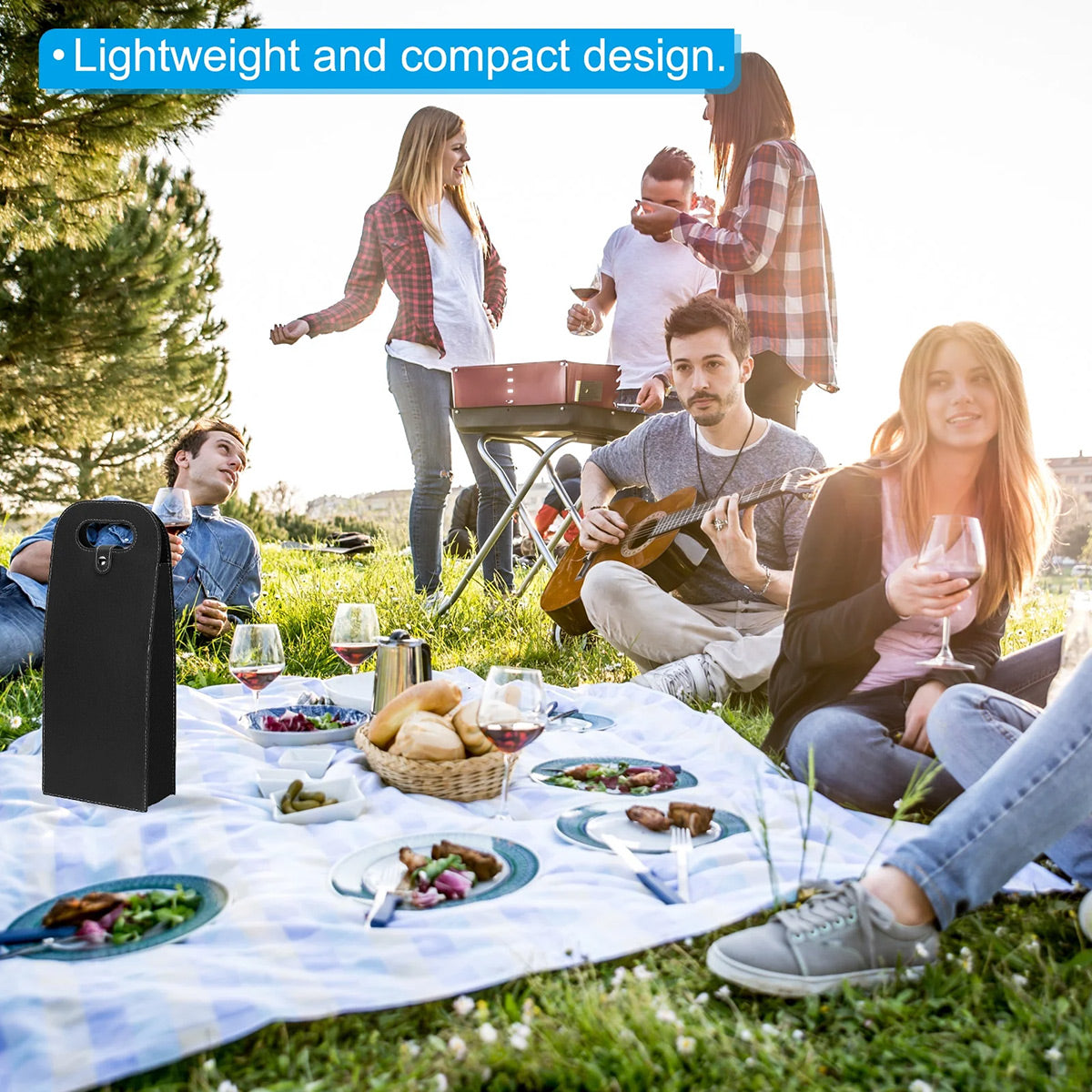 PU Leather Wine Tote Bag Single Double Bottle Foldable Carry Bag