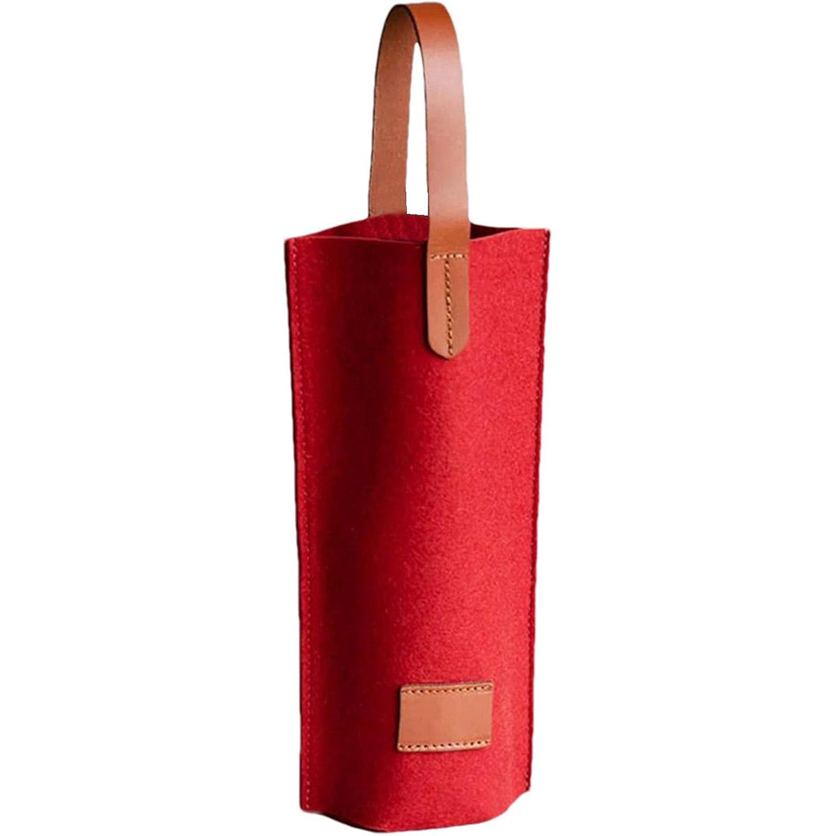 Felt Wine Tote Bag Single Bottle Carrier with Leather Handle
