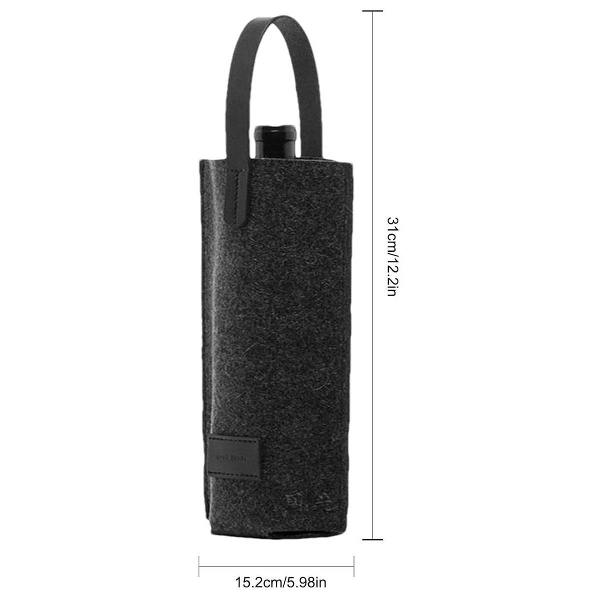 Felt Wine Tote Bag Single Bottle Carrier with Leather Handle