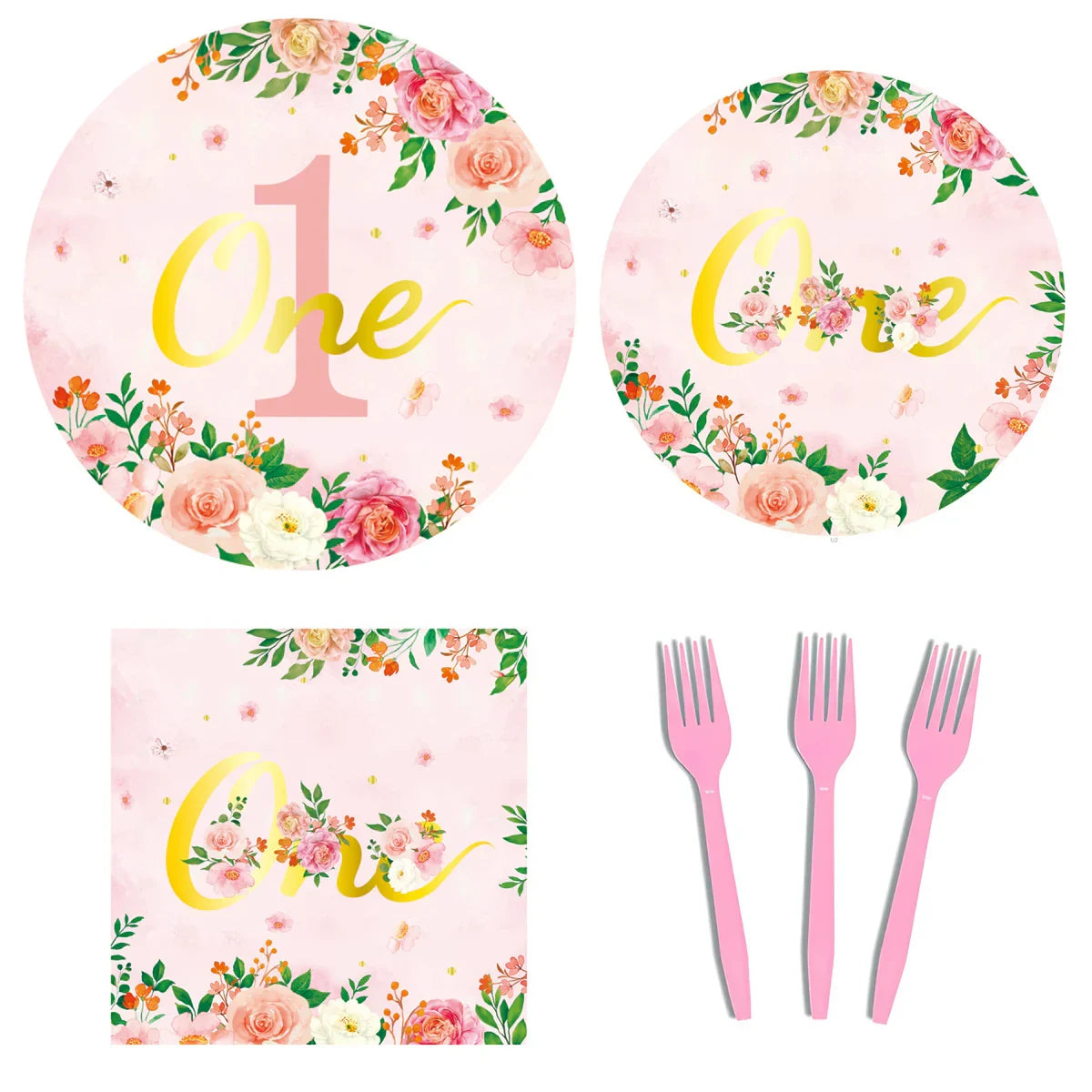 1-year-old Birthday Party Paper Plate Tableware 1Set