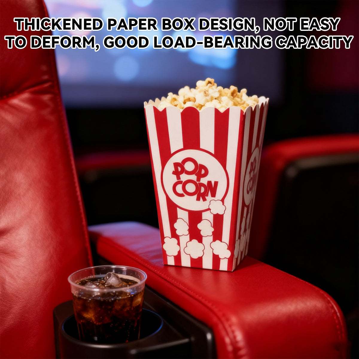 50PCS Greaseproof Popcorn Boxes Paperboard Snack Containers
