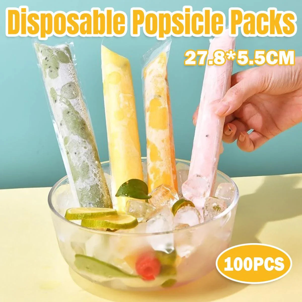 Disposable Ice Popsicle Bags Clear Plastic 100PCS