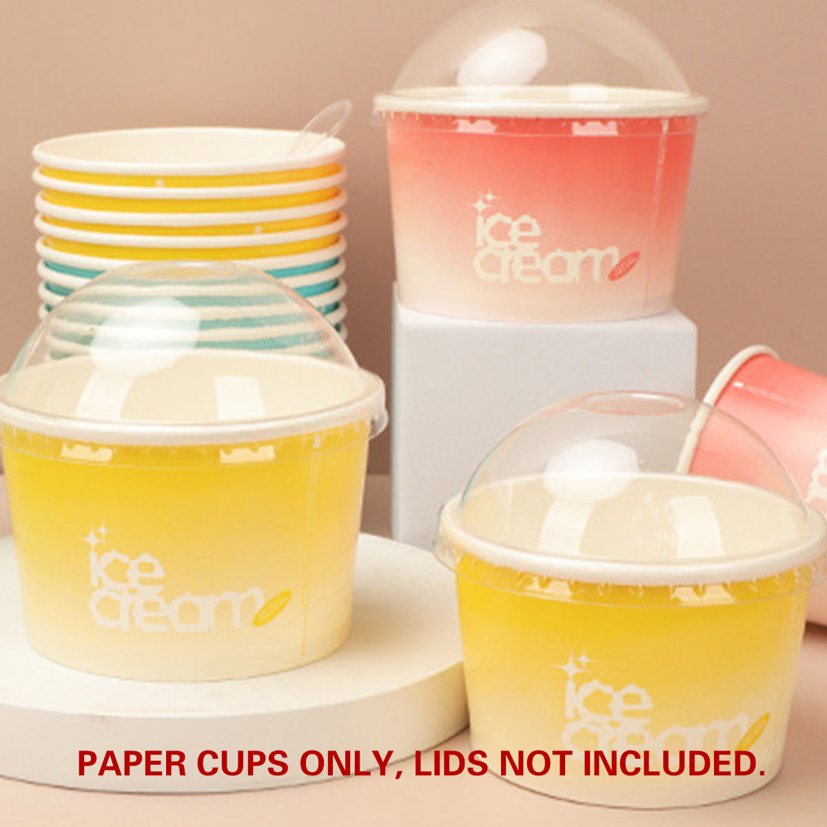 100PCS 4oz Ice Cream Paper Cups Food-Grade Waterproof Takeaway