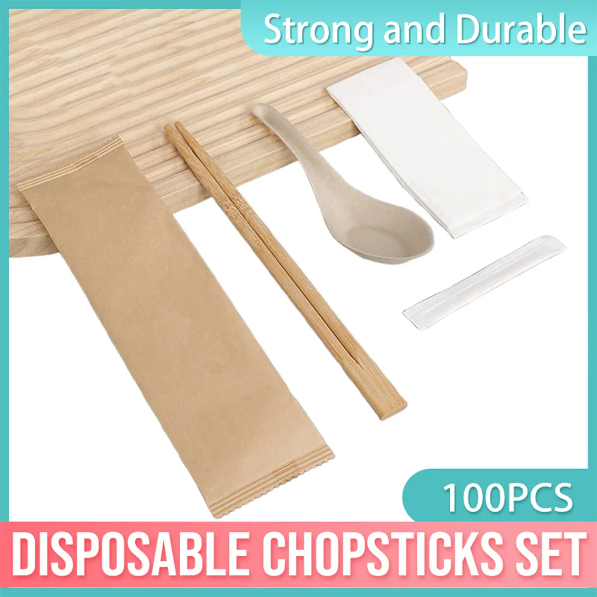 100pcs Disposable Chopsticks 4-Pair Packs for Home Restaurant
