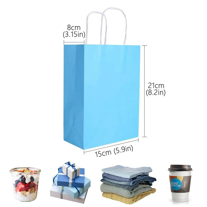 Kraft Carry Shopping Paper Bags 20PCS 12Colours
