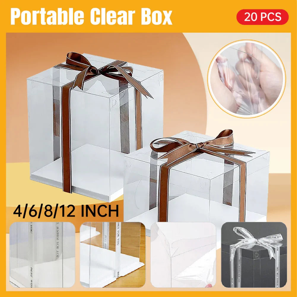 Clear Cake Boxes 20-100PCS 2Styles PET