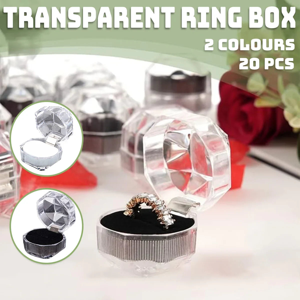 20pcs Acrylic Octagonal Jewelry Boxes for Rings Earrings