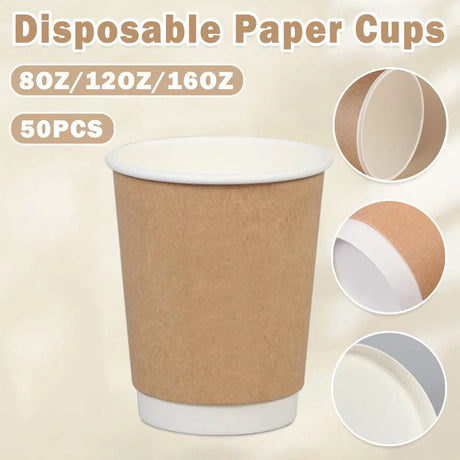 Disposable Coffee Paper Cups Hot Drink Cups 50PCS