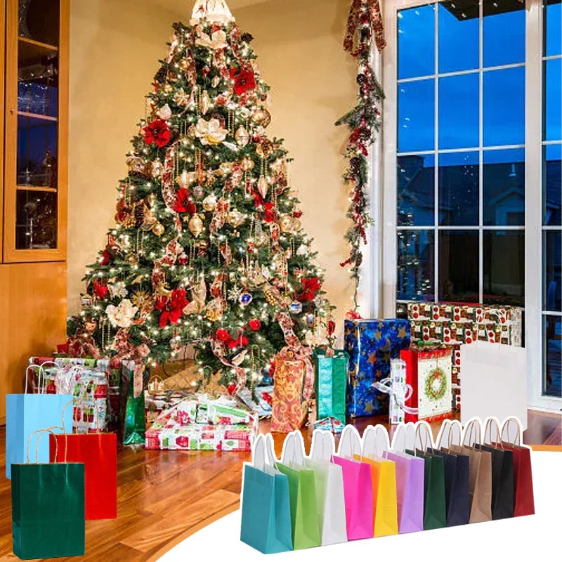 Kraft Carry Shopping Paper Bags 20PCS 12Colours