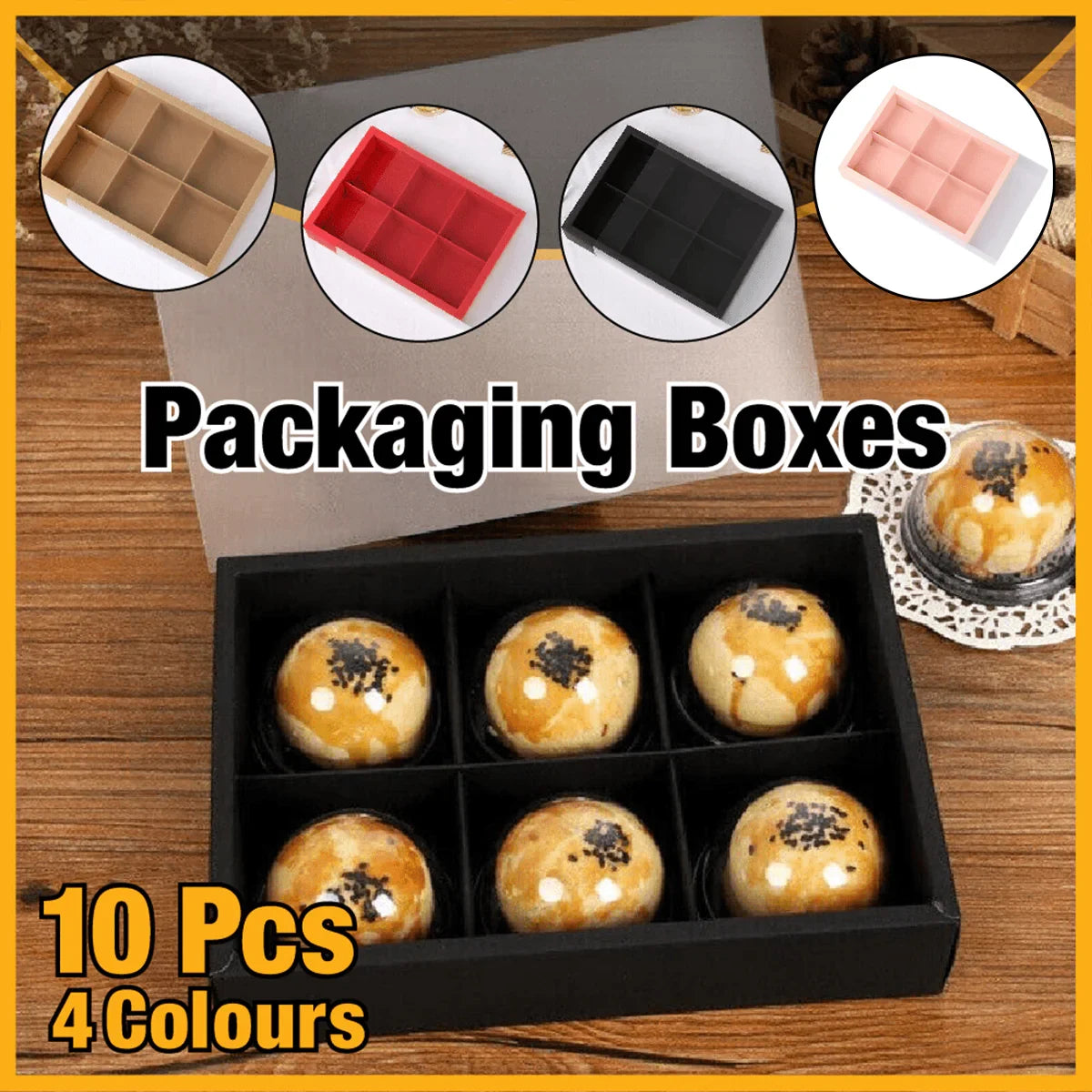 Gift Boxes with Frosted PVC Lids 10PCS 4Colours
