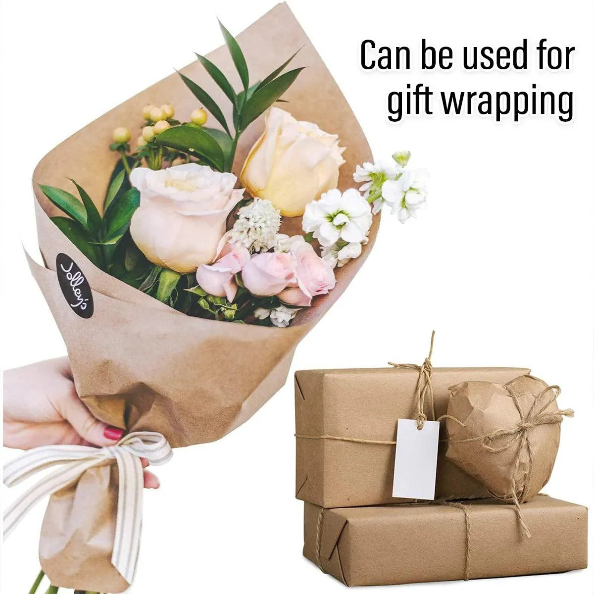 Brown Kraft Paper Rolls Gift Wrapping 5PCS