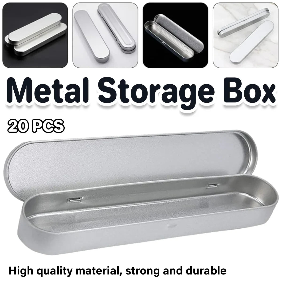 20pcs Metal Pencil Box Tin Storage Case Organizer