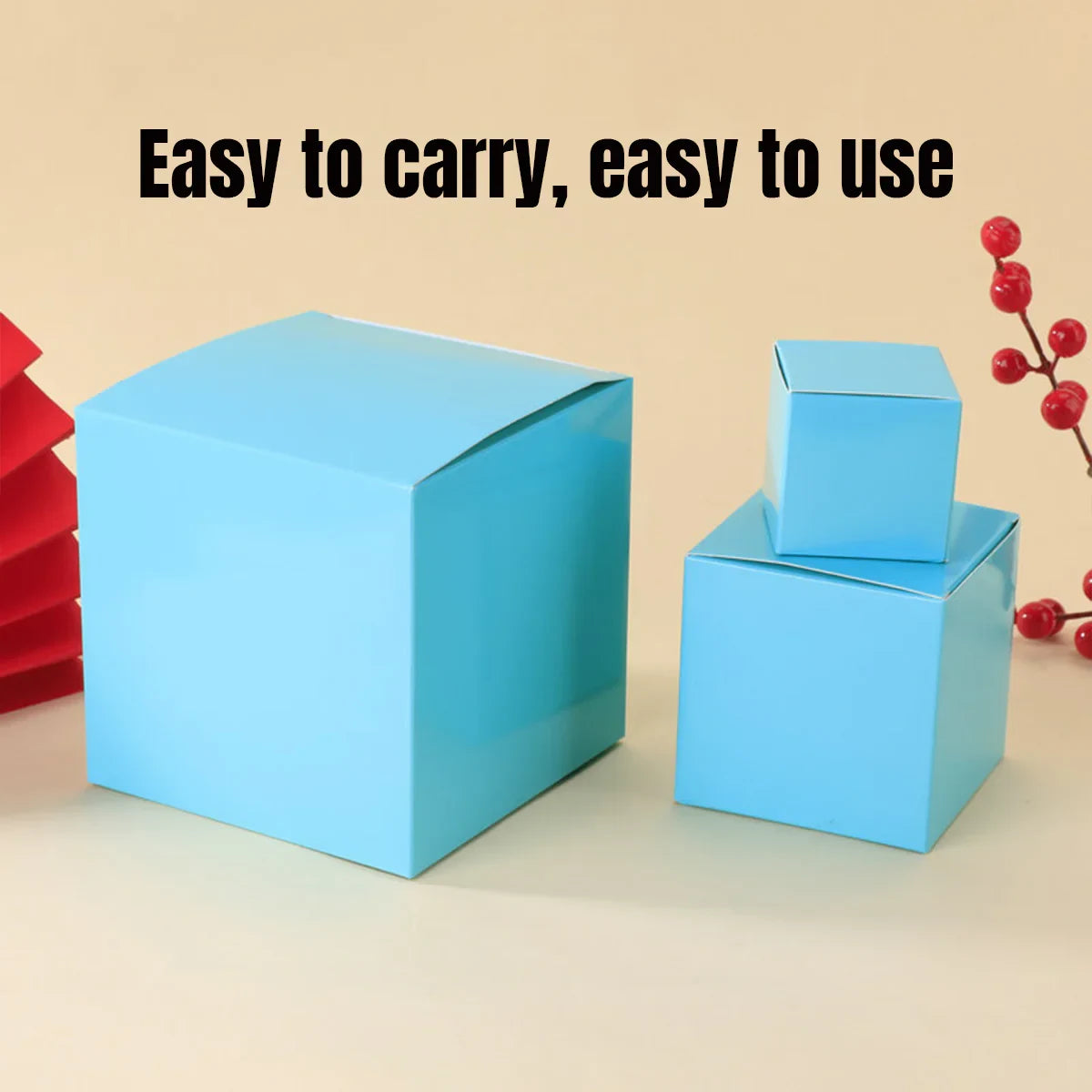 50pcs Colourful Square Paper Gift Packaging Boxes