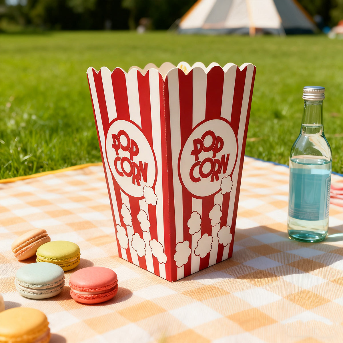 50PCS Greaseproof Popcorn Boxes Paperboard Snack Containers