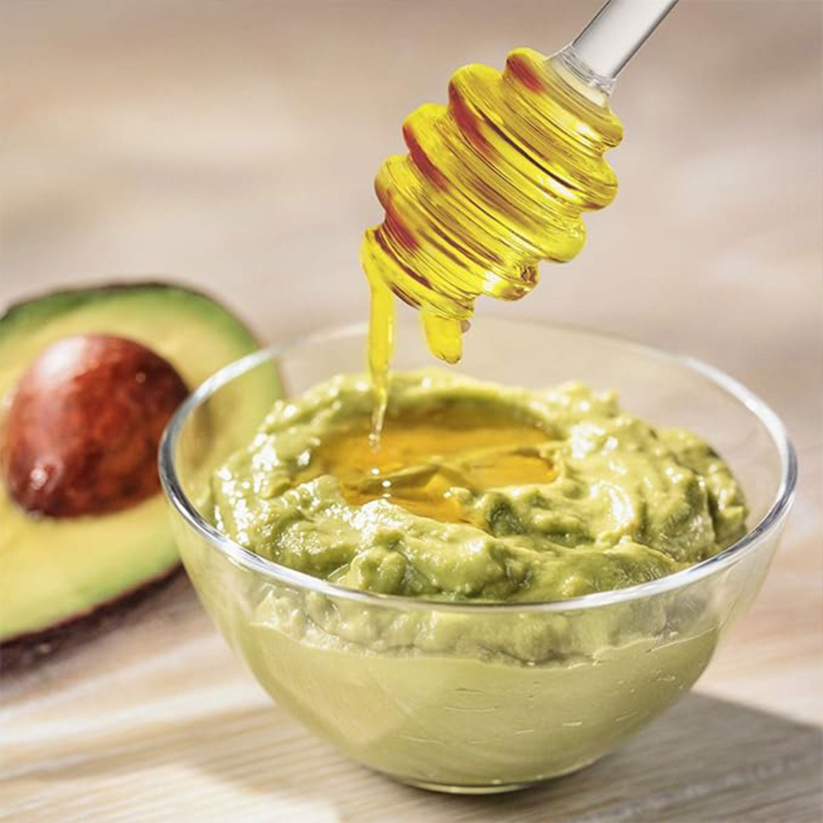 Household Glass Honey Jar with Lid 2PCS Stirring Rod Transparent Honey Bottle