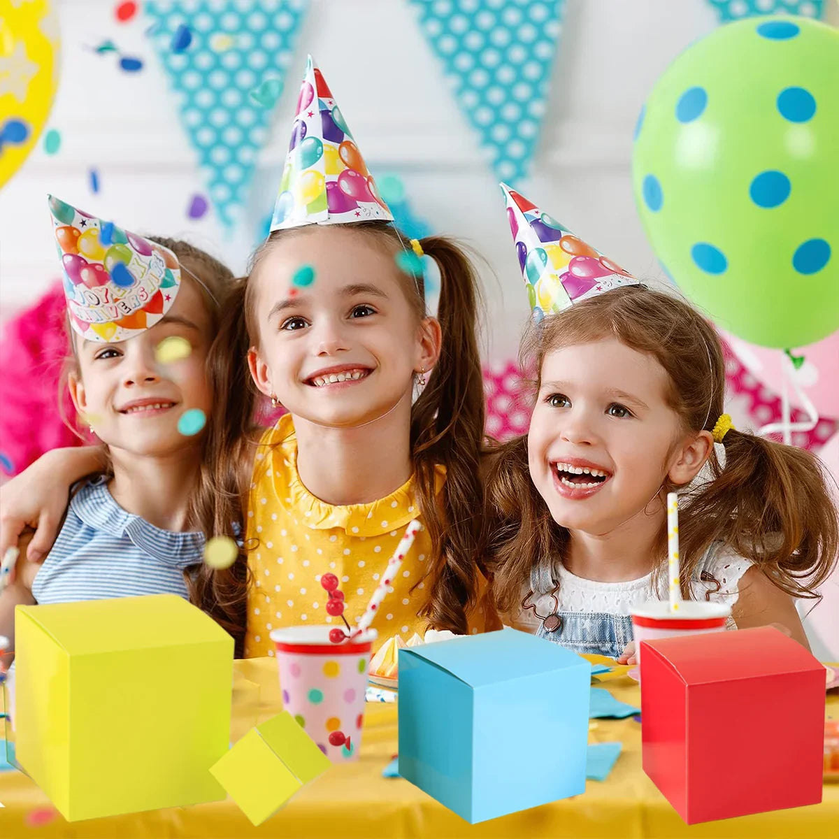 50pcs Colourful Square Paper Gift Packaging Boxes