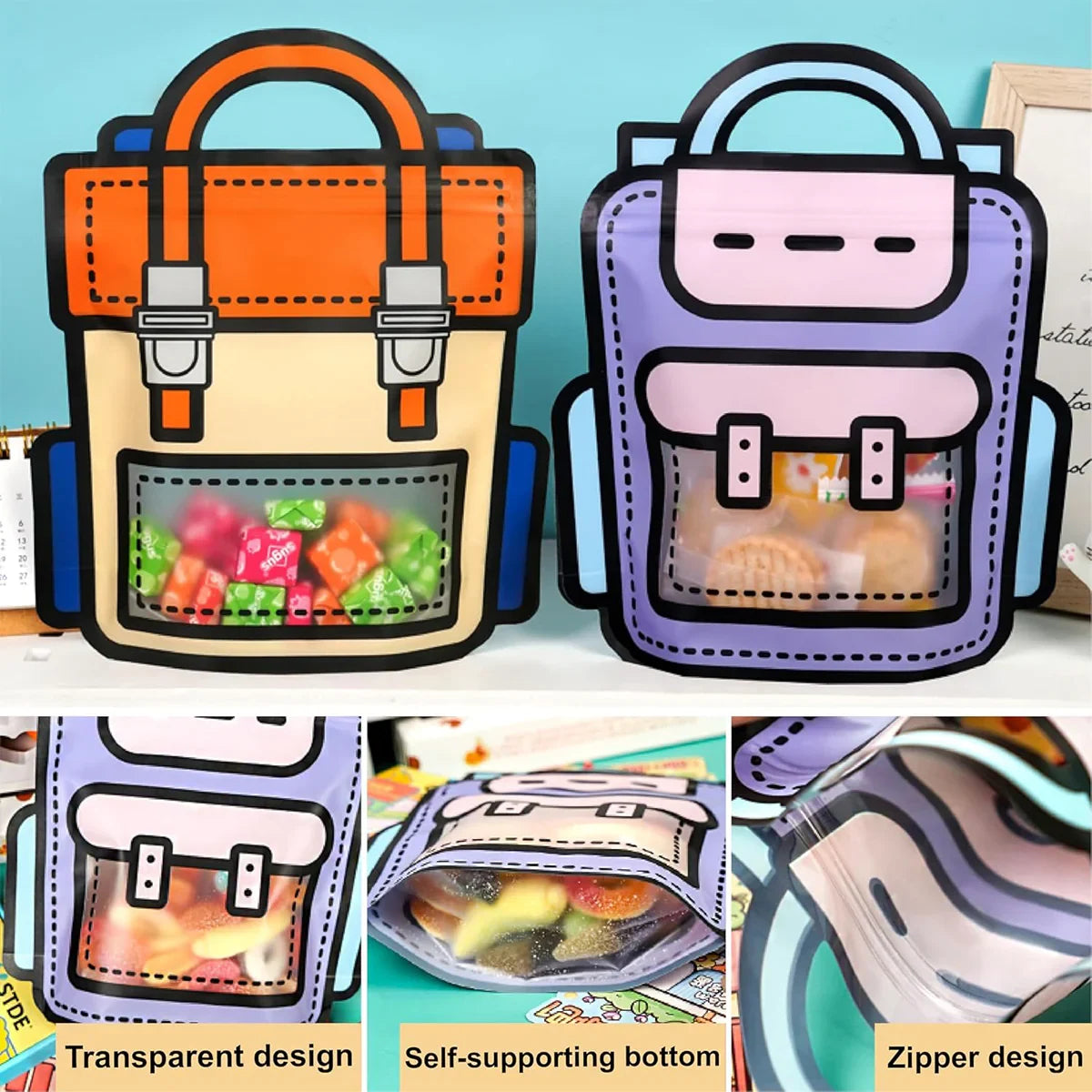 50pcs Clear Gift Bags Small Snack Toy Storage Pouch