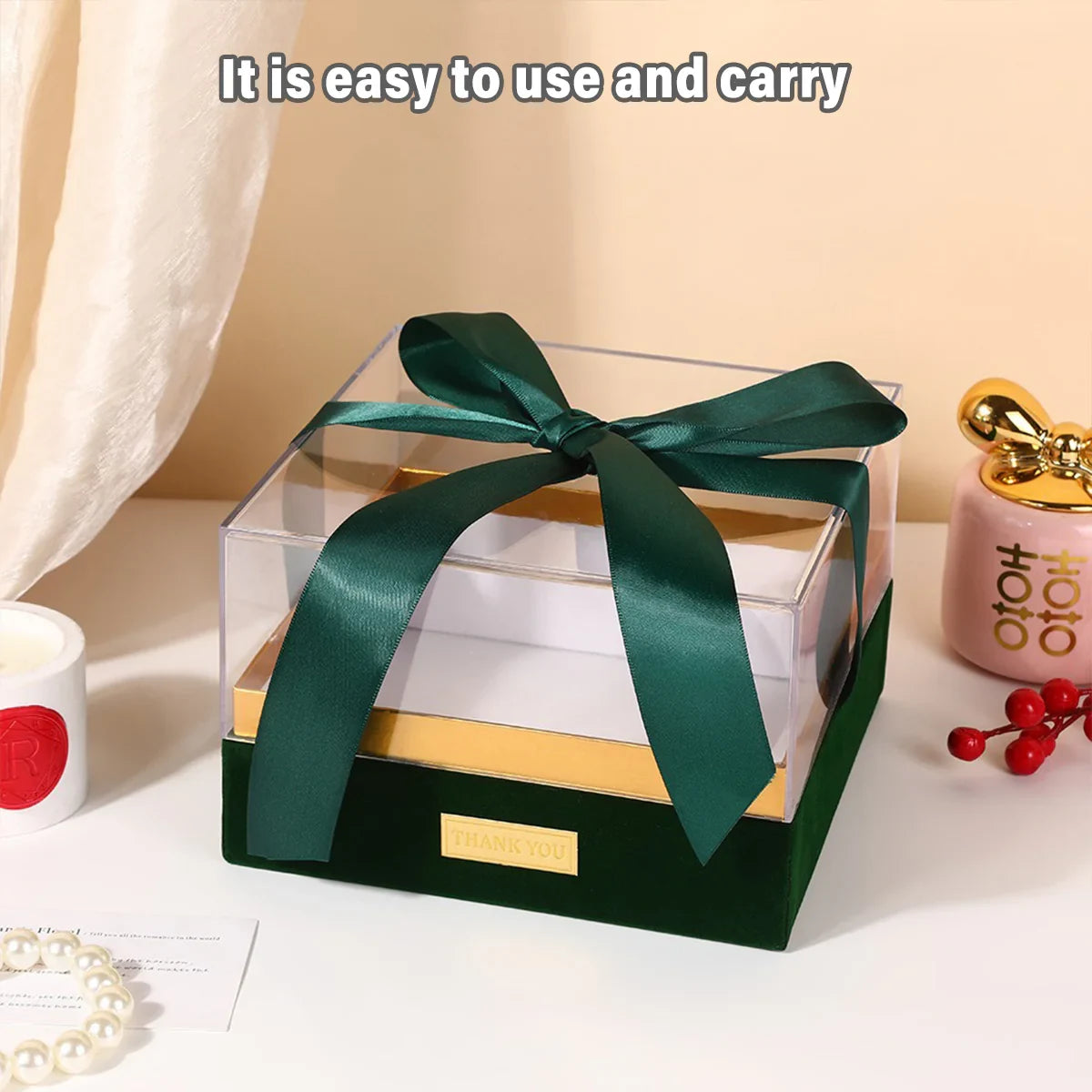 Clear Acrylic Gift Box with Bow for Display Packaging