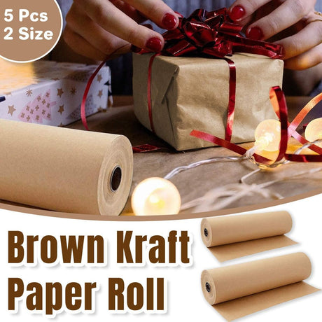 Brown Kraft Paper Rolls Gift Wrapping 5PCS