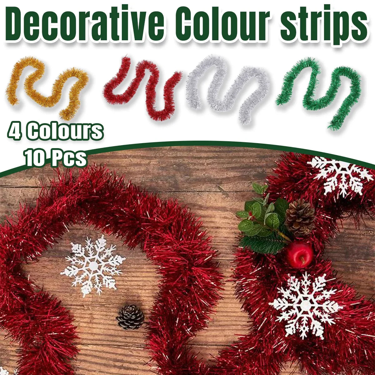 10pcs Striped Christmas Ornament Set Holiday Decor