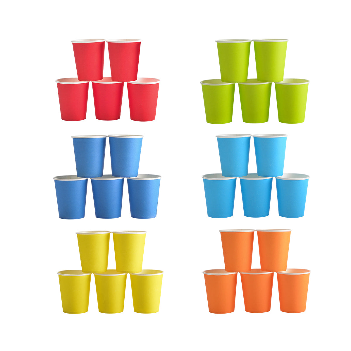 300PCS 6 Colours Disposable Paper Cups Food-Grade Hot and Cold