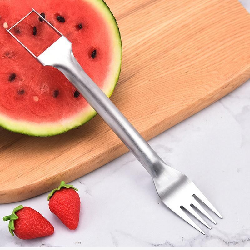2-in-1 Watermelon Slicer Fork 1-2PCS 25.5x3.3cm Stainless Steel - Discount Packaging Warehouse
