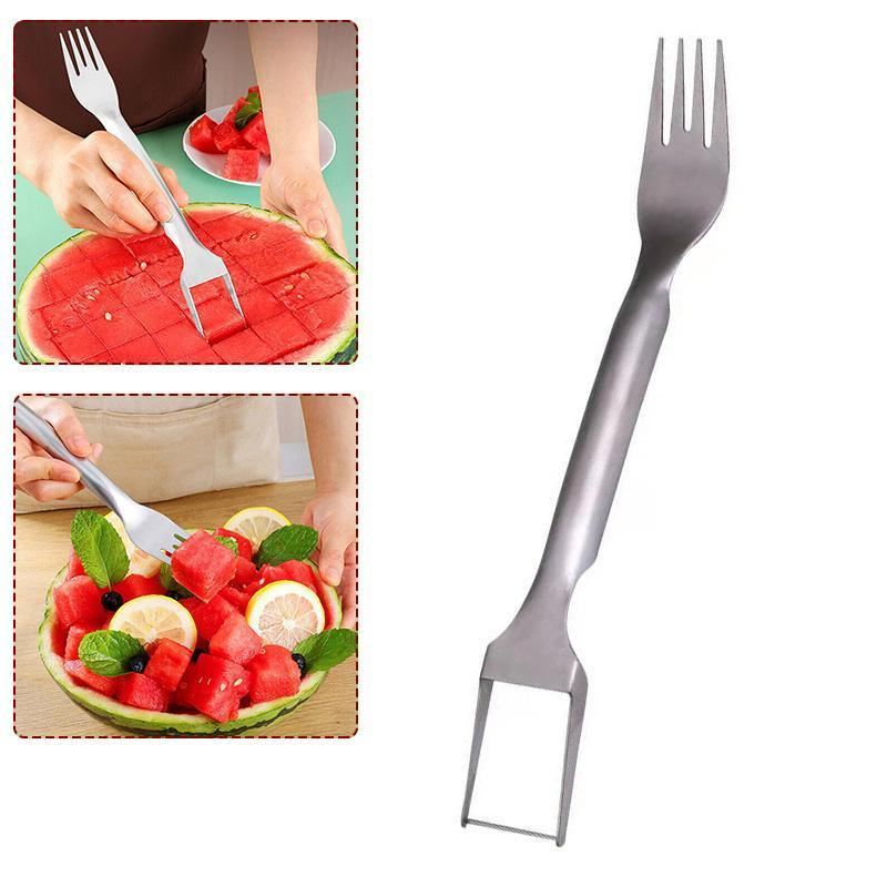 2-in-1 Watermelon Slicer Fork 1-2PCS 25.5x3.3cm Stainless Steel - Discount Packaging Warehouse