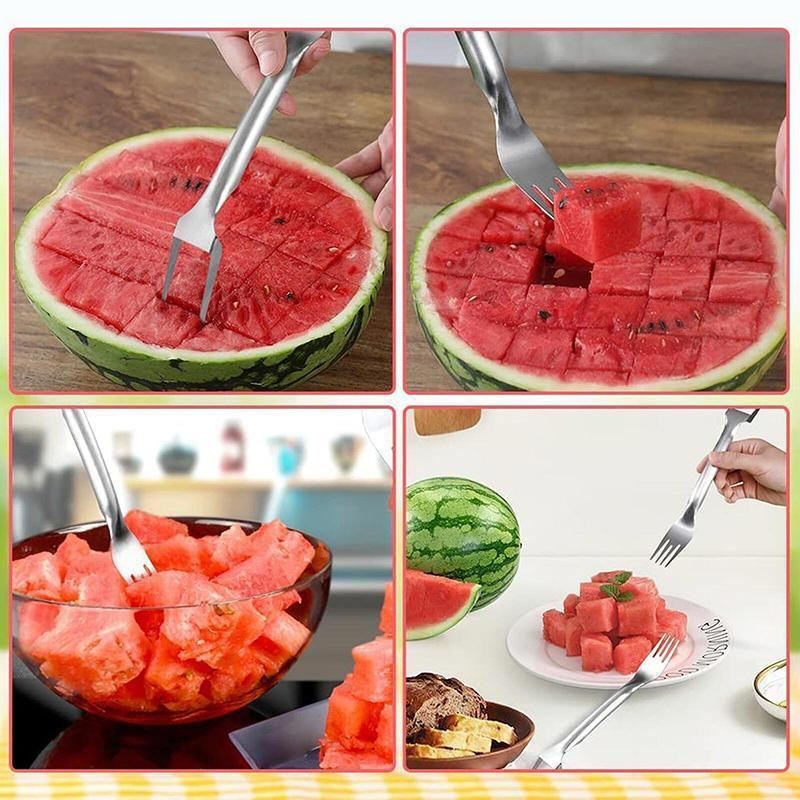 2-in-1 Watermelon Slicer Fork 1-2PCS 25.5x3.3cm Stainless Steel - Discount Packaging Warehouse