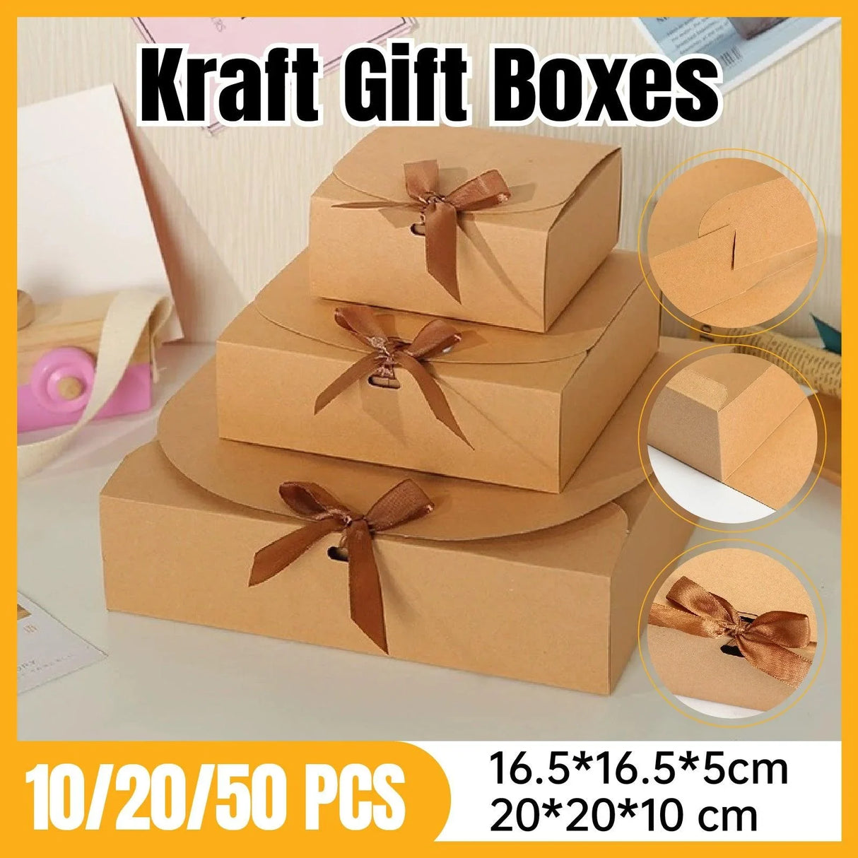 Square Ribbon Gift Box 10-50PCS