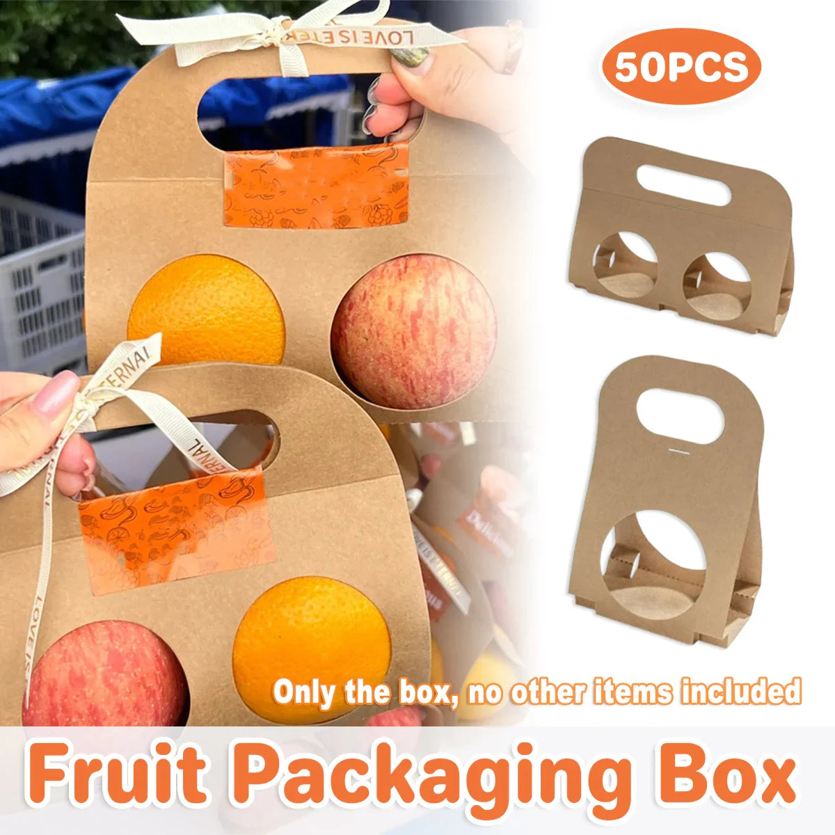 50pcs Kraft Paper Gift Boxes with Single Double Handle