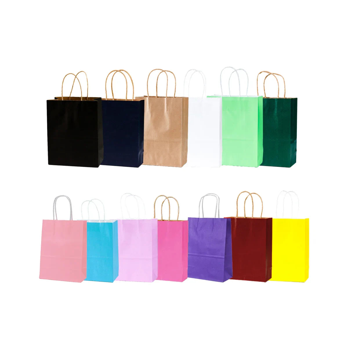 Kraft Carry Shopping Paper Bags 20PCS 12Colours