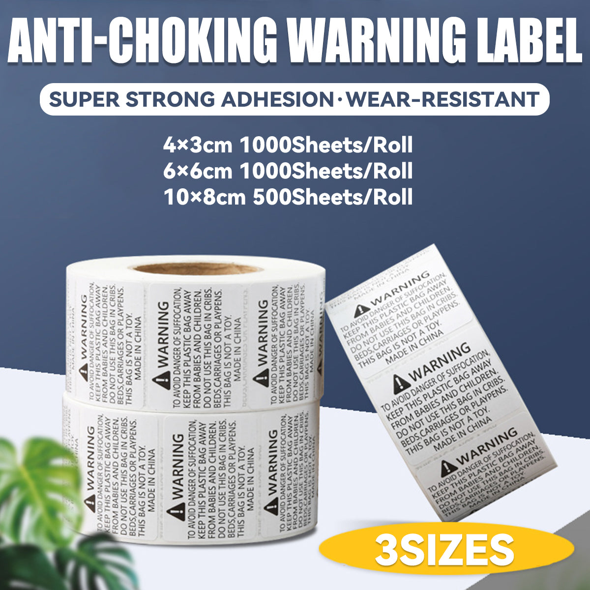Anti-Choking Warning Labels Water-Based Adhesive Safety Stickers