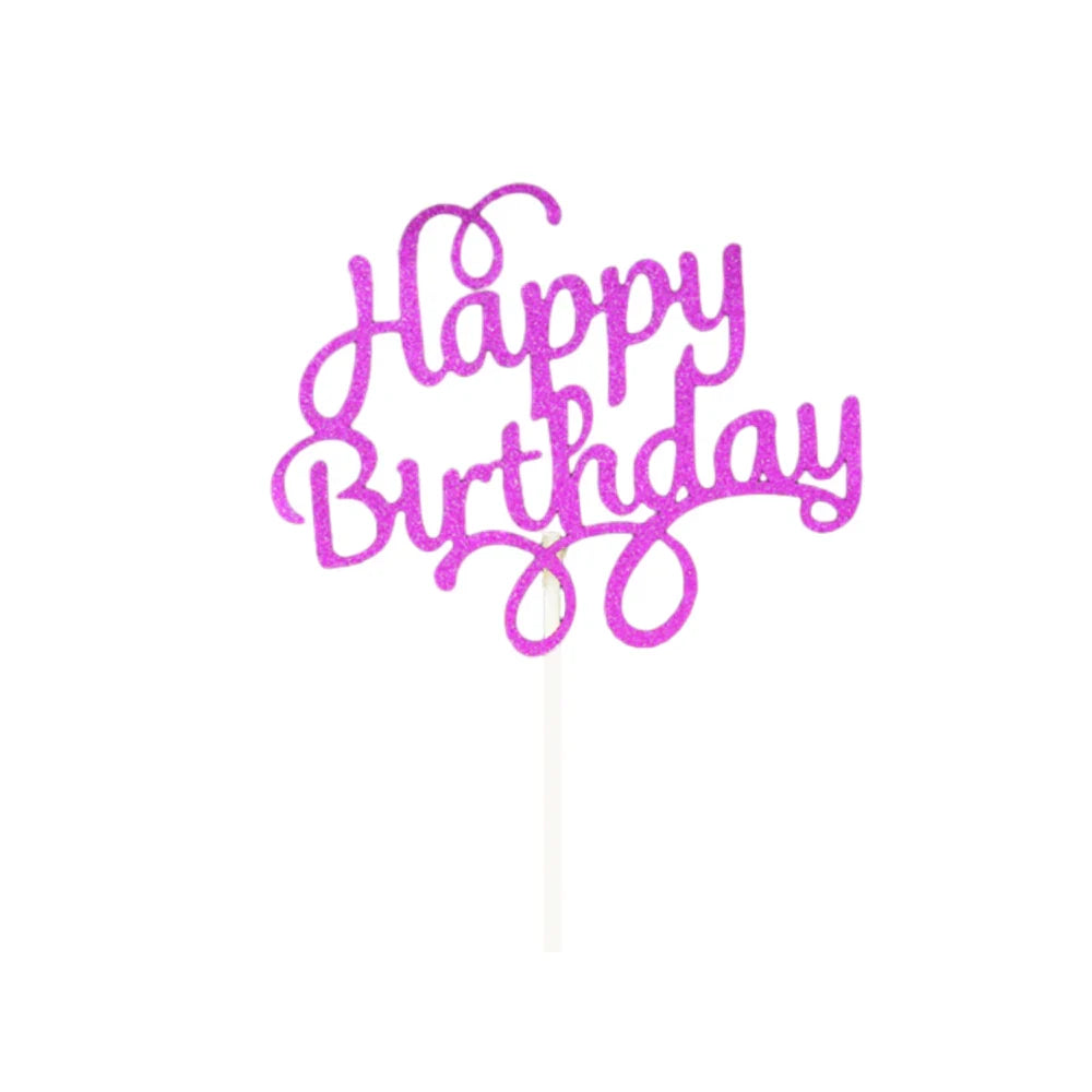 Happy Birthday Cake Topper 1PC 5Colours 6Styles