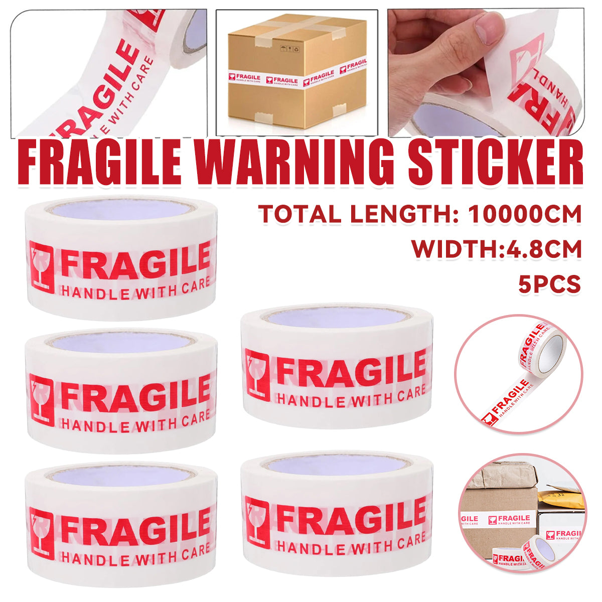 Fragile Warning Tape Handle With Care for Packing Boxes