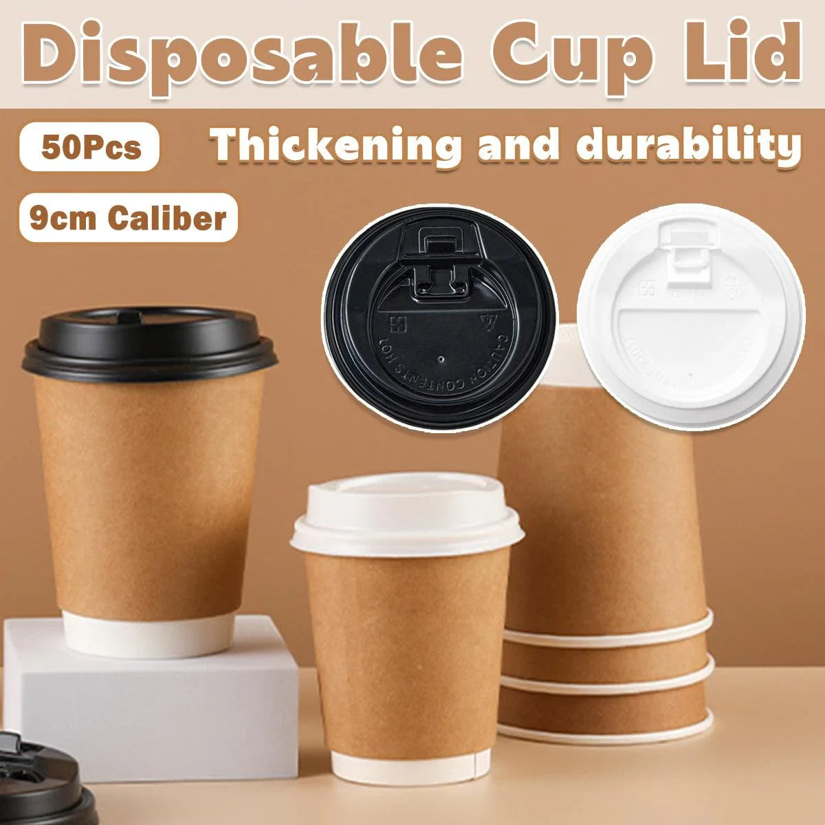 Disposable Plastic Takeaway Coffee Cup Lids 50PCS