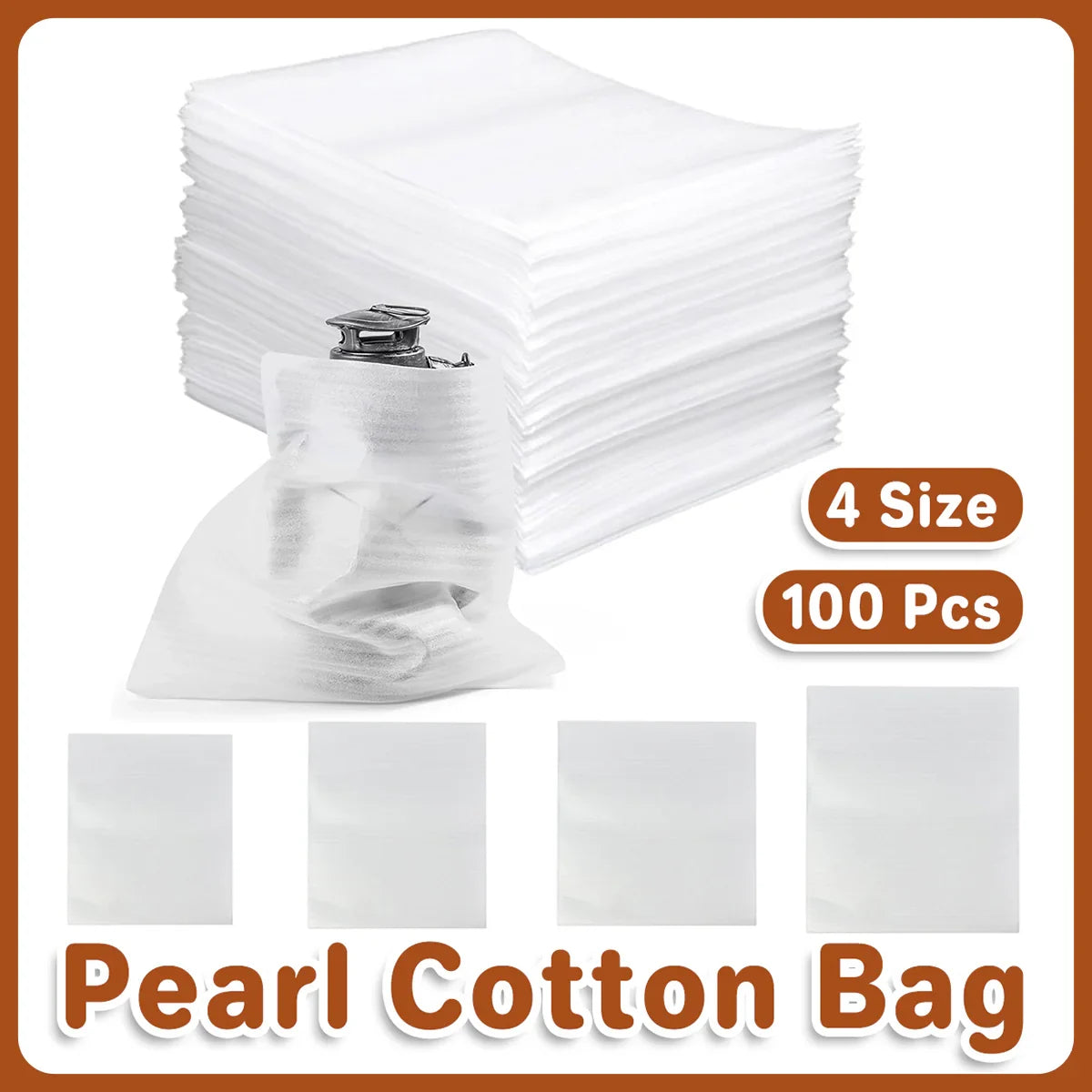 100pcs Pearl Cotton Foam Bags for Fragile Item Protection