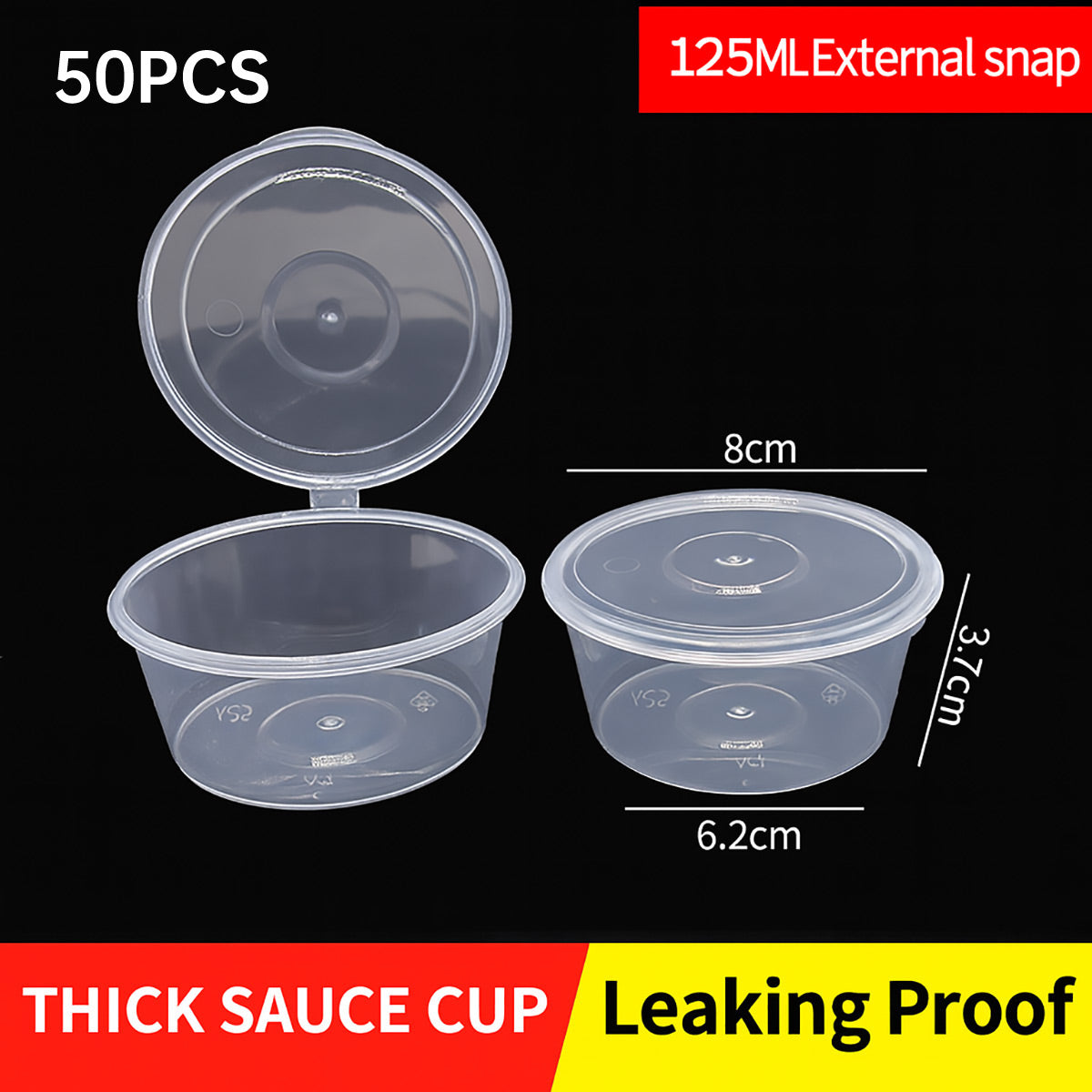 50 Pcs Takeaway Sauce Cup Clear Leak Proof FoodGrade Restaurant Home