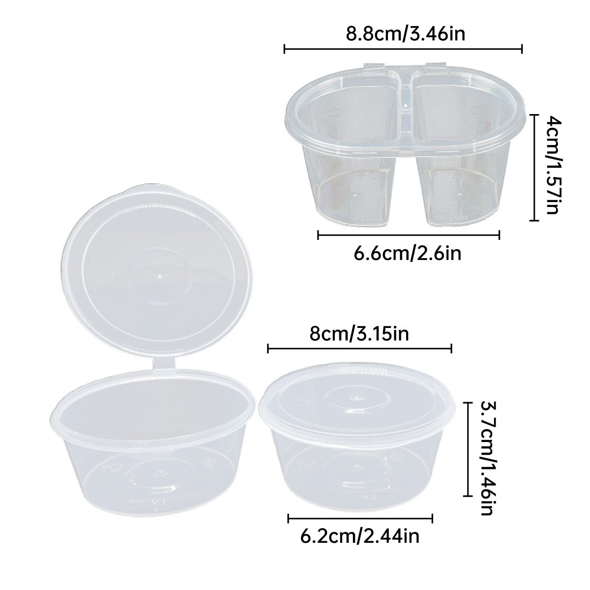 50 Pcs Takeaway Sauce Cup Clear Leak Proof FoodGrade Restaurant Home