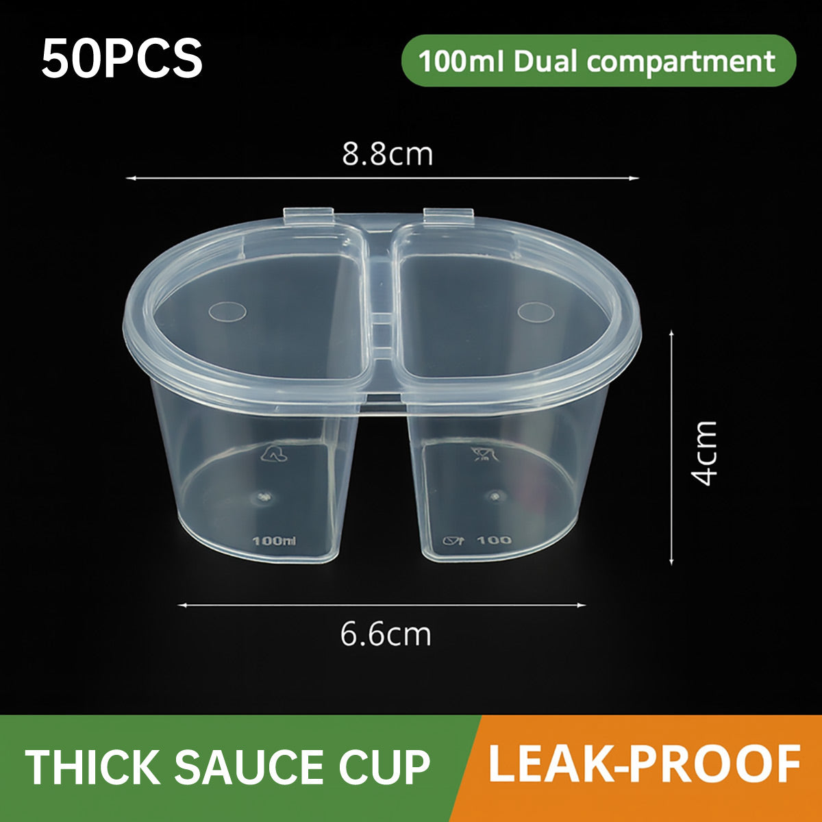50 Pcs Takeaway Sauce Cup Clear Leak Proof FoodGrade Restaurant Home