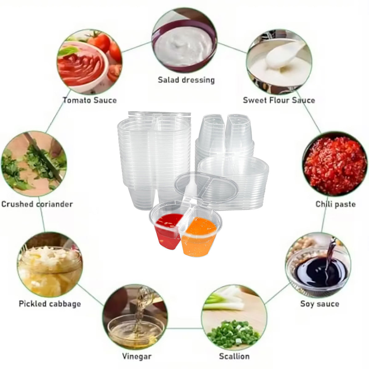 50 Pcs Takeaway Sauce Cup Clear Leak Proof FoodGrade Restaurant Home