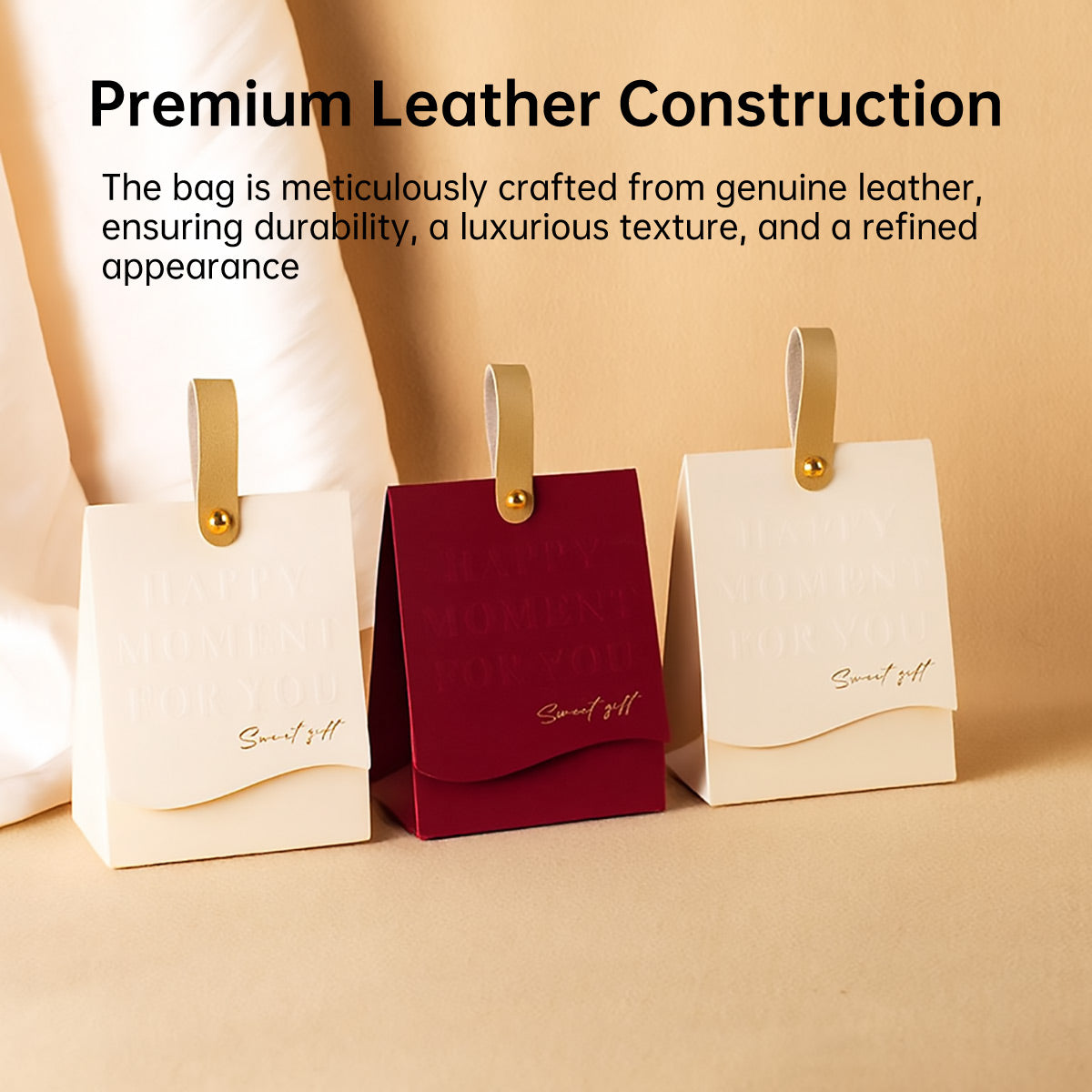50PCS Leather Handheld Gift Bags Reusable with Handle for Events