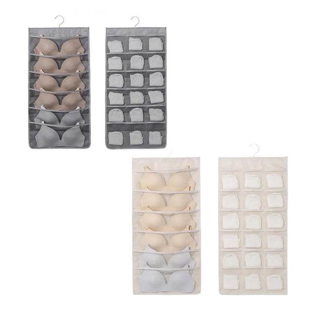 24 Grids Double-Sided Hanging Storage Bag 1PC 2Colours No-woven Fabric - Discount Packaging Warehouse