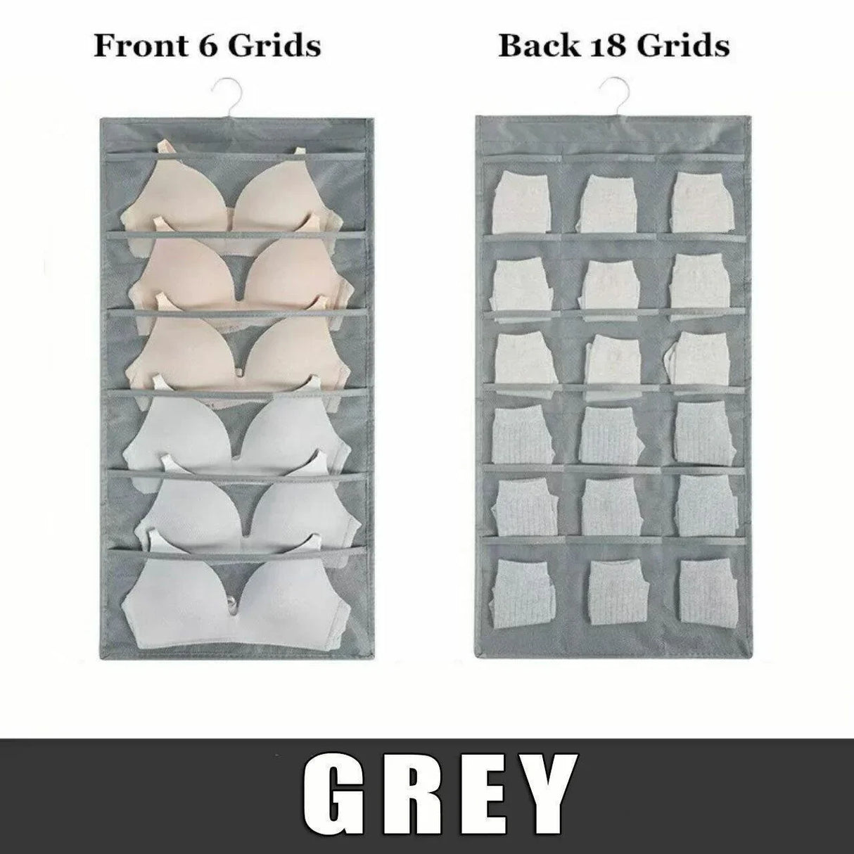 24 Grids Double-Sided Hanging Storage Bag 1PC 2Colours No-woven Fabric - Discount Packaging Warehouse