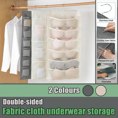 24 Grids Double-Sided Hanging Storage Bag 1PC 2Colours No-woven Fabric - Discount Packaging Warehouse